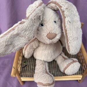 Jellycat PIPER BUNNY small 8" beige Rabbit no tags Plush Suede Trim RETIRED HTF